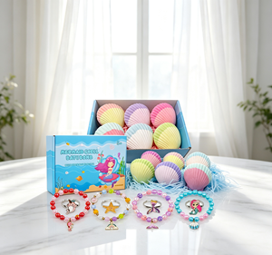 <span class=keywords><strong>Bombes</strong></span> de bain pour enfants Shell avec bracelet et bague surprise, <span class=keywords><strong>bombes</strong></span> effervescentes naturelles douces et véganes, ensemble cadeau de jouets de bain amusants pour <span class=keywords><strong>les</strong></span> <span class=keywords><strong>petites</strong></span> filles - Product Image 2