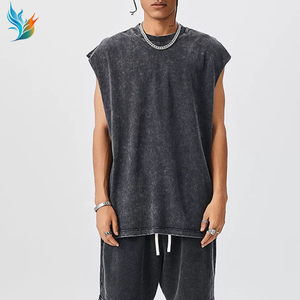 Ensemble décontracté pour <span class=keywords><strong>homme</strong></span>, débardeur et short en coton lavé, style streetwear, coupe ample, bleu assorti - Product Image 2