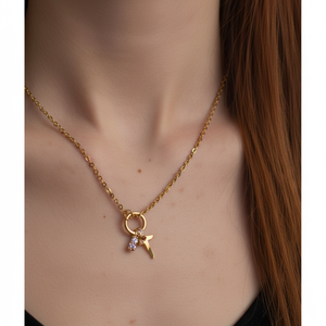 จี้รูปนกฮัมมิงเบิร์ด ชุบทอง 18K สไตล์ศาสนา น่ารัก ทำจากโลหะผสมและทองเหลือง พร้อมลวดลายสัตว์ - Product Image 1