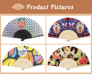 جودة طبيعية مراوح يد خيزران تصميم مخصص دعوة زفاف رسمت مراوح قماش مكسيكي - Product Image 5