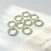 Bague élastique tendance pour femme, pierres de cristal facettées blanches haut de gamme, perles d'eau douce naturelles, bracelet ajustable en perles de riz, polyvalent