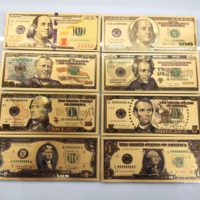 Billet de Banque Artisanat Plaqué Or Monnaie Personnalisée Dollar Américain Euro Feuille d'Or Pure avec Impression Couleur pour Collection