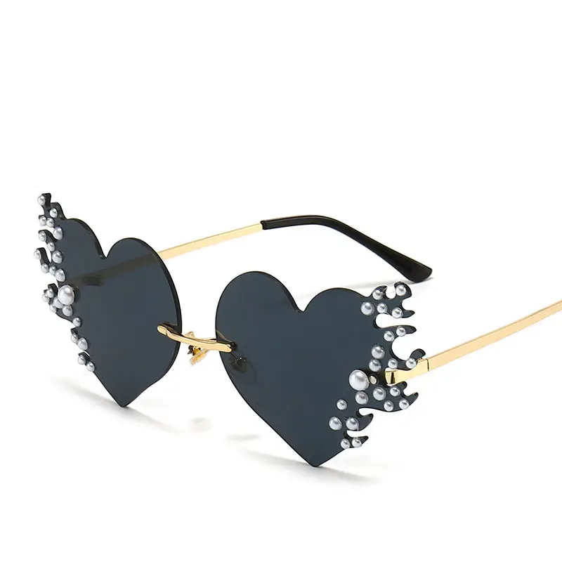2023 love shape flame sunglasses funny pearls sunglasses for party