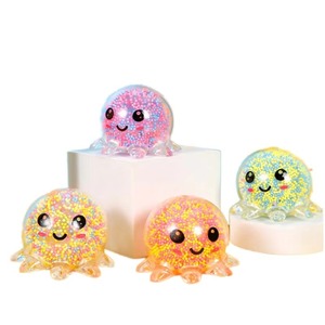 TPR Soft Octopus Pinch Toy Anti-Stress Pressure Relief Stretchy Squishy Squeeze Toys for Boys with Foam <b>Beads</b> Lights - Product Image 2