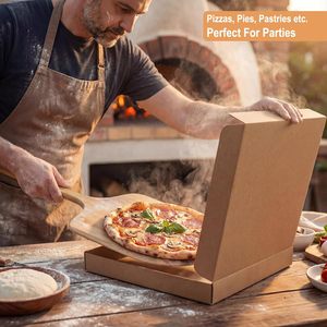 Cajas para Pizza de Cartón Corrugado Kraft de 10 x 10 x 1.75 Pulgadas, Mantienen las Pizzas y Productos Horneados Calientes y Vaporosos - Product Image 2