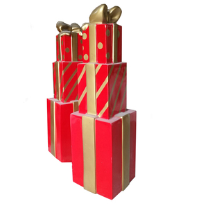 Cajas de Regalo Navideñas Grandes de Fibra de Vidrio, Decoración Comercial Apilable para Regalos, Piezas de Regalo Navideñas Hechas a Mano, Decoración Festiva - Product Image 6