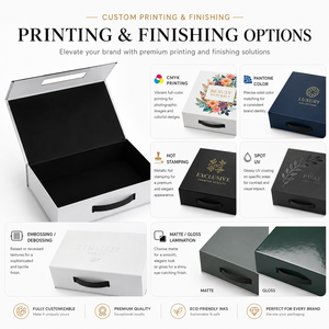 Rigid Paperboard Magnetic Gift <b>Box</b> Luxury Flip Top Rectangle With Handle Black Interior Packaging <b>Box</b> Custom Logo For Gift Set - Product Image 5