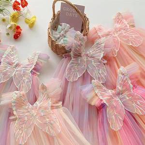 Vestido de Princesa para Bebé con Mangas Voladoras de Malla y Alas de Mariposa Arcoíris, Venta al por Mayor, Verano 2026, 0-12 Meses - Product Image 3