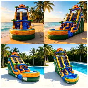Tobogán Acuático Inflable Comercial Resistente con Piscina de Chapoteo y Dos Carriles Inclinados para <span class=keywords><strong>Alquiler</strong></span> en Festivales de Verano al Aire Libre - Product Image 2