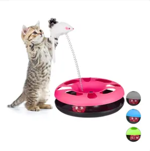 Interactieve Kat Speelgoed Kat Moving Muis Plastic Lente Spelen Bal Bel Speelgoed Kat Draaitafel Speelgoed Met Bont Muis