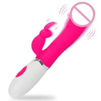 2-in-1 Leistungsstarker Rabbit-Dildo-Vibrator für Erwachsene USB-Stromversorgung G-Punkt Echt Stoßender Vibrator für Frauen