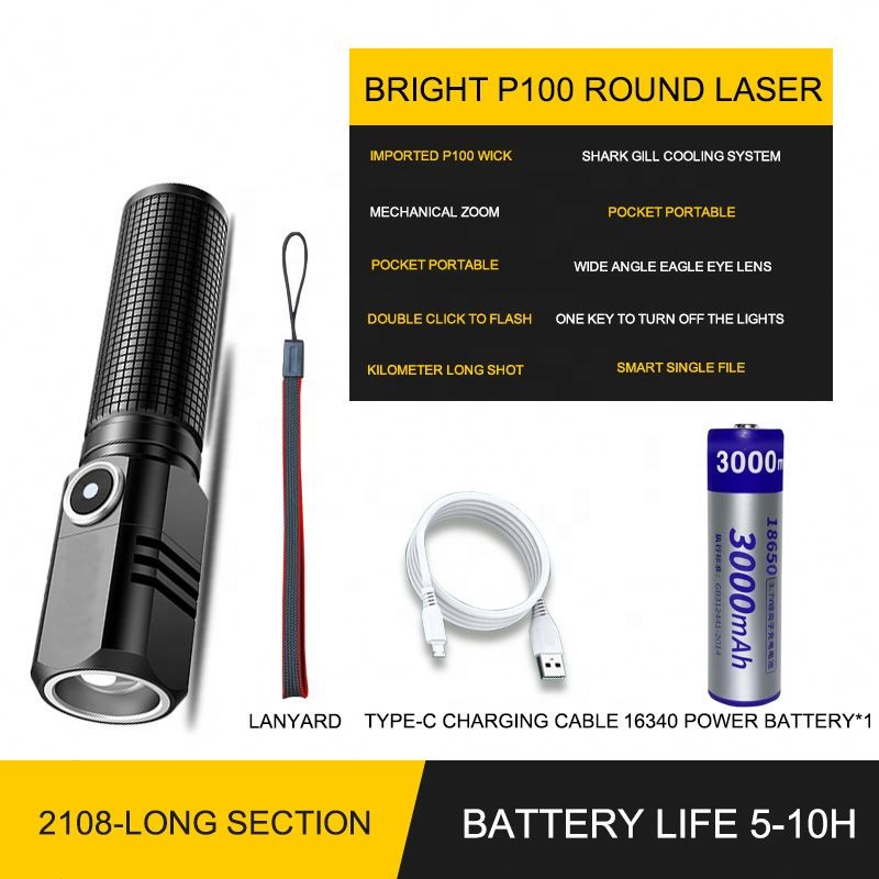 Xhp50 LED Aluminum Alloy Mini USB Rechargeable Flashlight