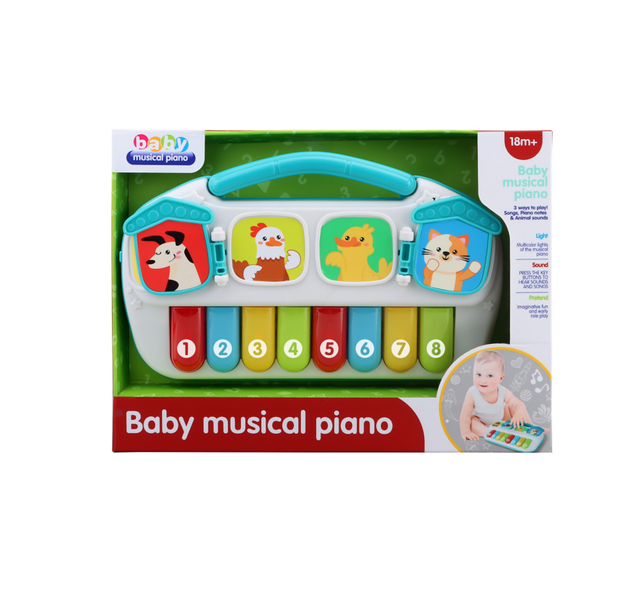 Early Education Baby Musical Toy Cartoon Harpsichord with Music Light and Animal Sound for Kids Toys