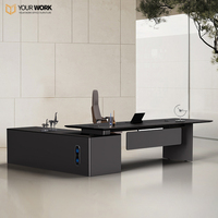 Bureau de direction moderne de luxe pour PDG et directeurs, table de patron en bois certifiée CE