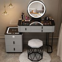 Meuble de Coiffeuse d'Angle Moderne de Luxe en MDF à 5 Tiroirs avec Miroir LED pour Chambre à Coucher – Offre Spéciale