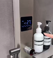Colonne de douche de luxe Wayon en bronze brossé avec thermostat numérique, pommeau de douche carré effet pluie, douchette à main et fonction massage pour hôtels