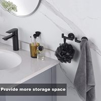 Crochets muraux de luxe robustes en acier inoxydable noir mat pour serviettes, manteaux et peignoirs, faciles à nettoyer, adhésifs sans trace