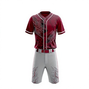 Ensemble de maillots de baseball personnalisés sublimés rose uni, imprimé, anti-humidité, respirant, manches courtes, fermeture boutonnée, ceinture intégrée - Product Image 4