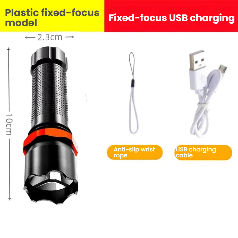 Strong Light USB Rechargeable Aluminum Alloy LED Mini Flashlight-IP65 Waterproof Adjustable Focus 1000+ Lumens Super Bright