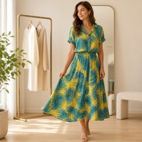 Tissu imprimé 100% Rayonne 3068, 145 cm, 105 g/m², viscose tissée, tissu floral tropical doux et respirant pour robe d'été, chemisier