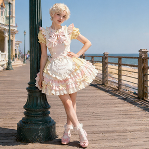 Robe Lolita à double nœud, mignonne et tendance, jupe bouffante de princesse, tenue de cosplay anime pour femme adulte, idéale pour les fêtes d'anniversaire - Product Image 2