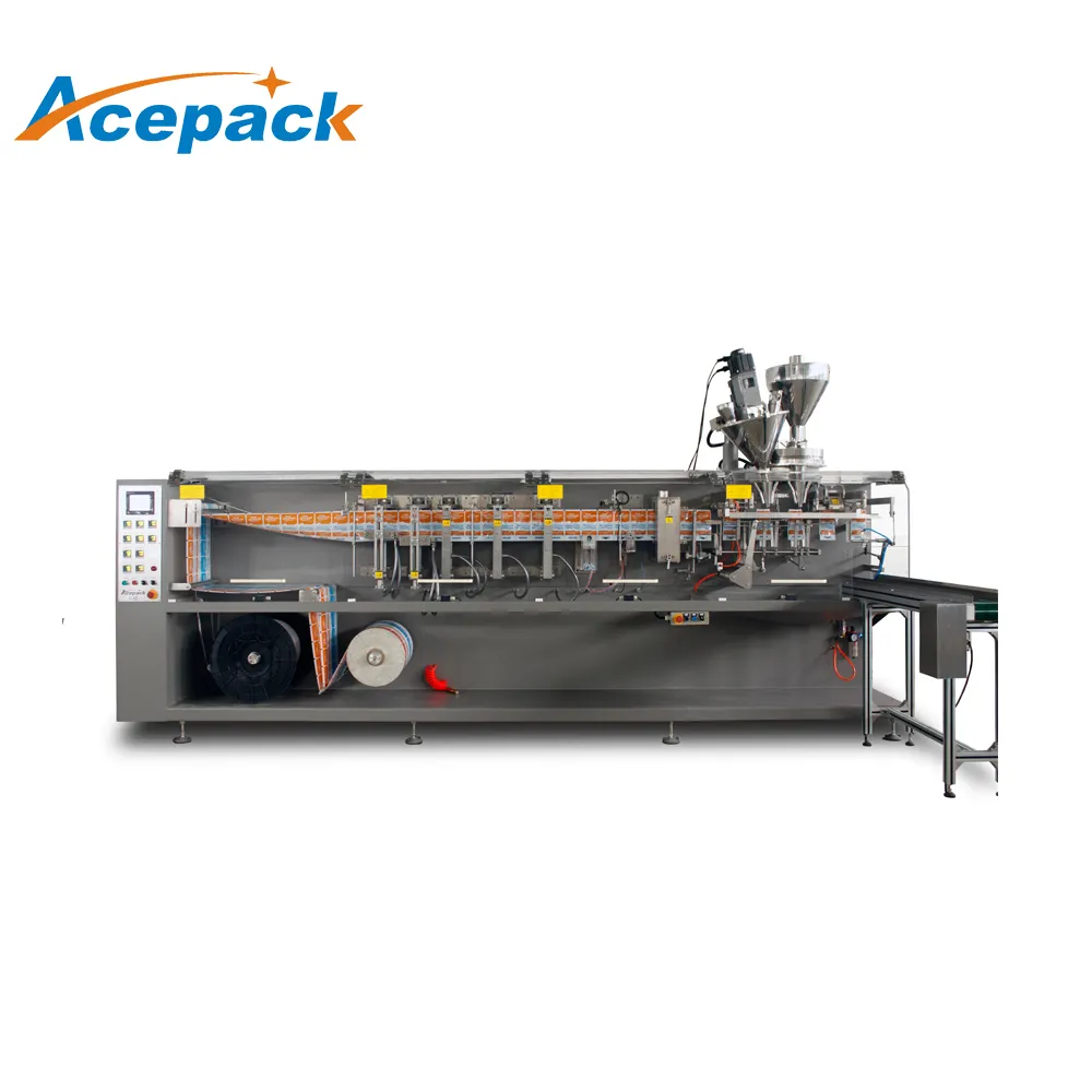 Acepack中東充填コーヒーポッドハンギングホールフラットポーチ既製水平包装機上海最大。400ml 40-80PPM