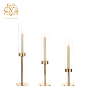 Juego de candelabros de una sola cabeza románticos de lujo ligero, centros de mesa de boda, candelabros de cristal de Metal dorado de alta calidad - Product Image 5