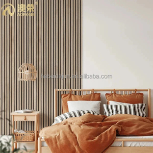 Décoration intérieure <span class=keywords><strong>Isolation</strong></span> acoustique de luxe 3 côtés Tech Placage de bois Lattes de bois Sticker mural Décoration Panneaux acoustiques - Product Image 4