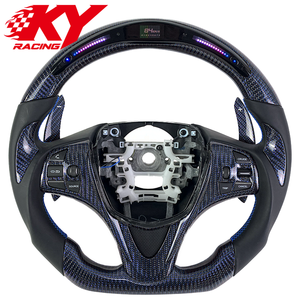 Volante personalizado de fibra de carbono azul con cuero, LED, RPM y levas de cambio para Acura TL TLX TLX-L ILX ZDX RDX TSX MDX Type-S - Product Image 1