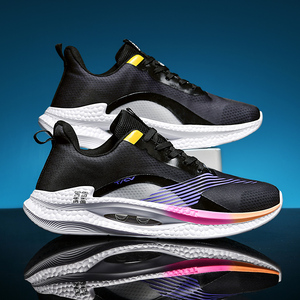 Baskets de sport décontractées respirantes en maille PU grande taille avec coussin d'air, chaussures de course tendance pour couples, style marche - Product Image 4