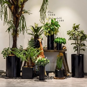Vases à fleurs en plastique acrylique noir de luxe, <span class=keywords><strong>grand</strong></span> <span class=keywords><strong>vase</strong></span> de sol, nouveau design, vente en gros, style tendance, incassable, décoration intérieure, hôtel - Product Image 1