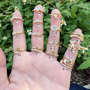 RM1650 Chic MinimalบางMinimalist 18K GoldเพชรCZหัวใจผีเสื้อหมีอุ้งเท้าซ้อนแหวนหมั้นแหวนของขวัญสําหรับเธอ - Product Image 2