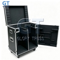Flight case ATA personnalisé pour système de sonorisation, pour enceintes colonne Line Array, avec table de travail intégrée
