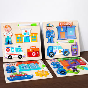 Niños 2 en 1 tablero de dibujo Montessori carrera a juego de rompecabezas cognitivo educativo 3D rompecabezas niños aprendiendo juguetes de madera - Product Image 3