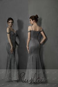 Ruolai خمر السباغيتي حزام حورية البحر كريب حزب حفلة موسيقية فساتين السهرة النساء - Product Image 5