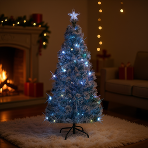 Árbol de Navidad Artificial de Pino de 7 Pies Preiluminado con 280 Luces LED Multicolores, Decoración Interior, Base de Soporte, Fácil Instalación - Product Image 2