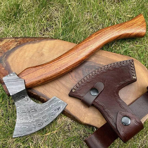 Hacha de Supervivencia para Camping, Fabricada por OEM, Hacha de Acero de Damasco Forjada a Mano con Mango de Madera para Camping - Product Image 4