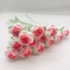 Flores de Rosa de Ganchillo, Simulación de Rosas, <span class=keywords><strong>Regalo</strong></span> <span class=keywords><strong>para</strong></span> Novia, Decoración <span class=keywords><strong>para</strong></span> el Hogar, Boda, Manualidades, Ramo de Rosas Tejidas a Mano - Product Image 5