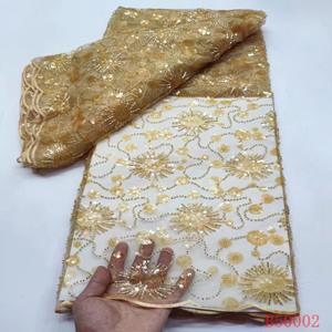 <span class=keywords><strong>Top</strong></span> End africano di alta qualità <span class=keywords><strong>Tulle</strong></span> fatto a mano oro con perline di pizzo francese - Product Image 4