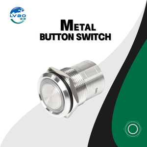 Bouton-poussoir en acier inoxydable plat éclairé, à actionnement momentané ou à enclenchement, avec câbles pré-câblés en 3 couleurs - Product Image 1