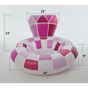 Silla inflable flotante para piscina con reposacabezas para adultos, tubo flotante de malla para piscina, flotador redondo para piscina con portavasos - Product Image 6