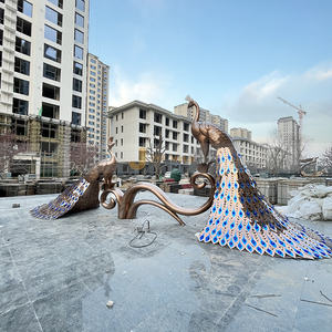 J071 304 Extérieur Hôtel Bâtiment Décoration En Acier Inoxydable Métal Animal Paon Sculpture - Product Image 2