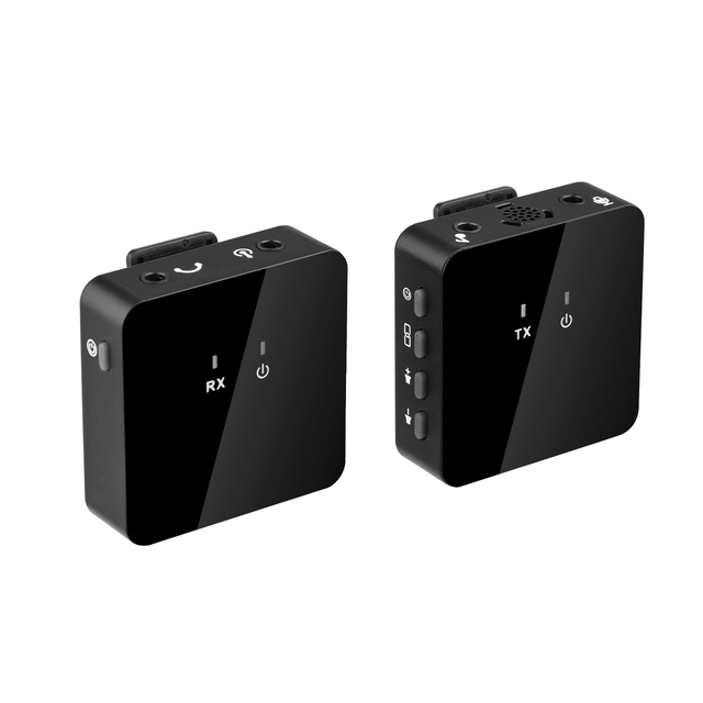 Wireless Clip-on Microphone UHF Wireless Mic Transmitter and Receiver with Clip Rechargeable Microphone with Windscreen Earphone