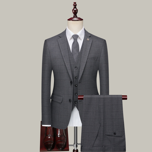 Ensemble pull-over <span class=keywords><strong>costume</strong></span> d'affaires décontracté anti-rétrécissement bleu pour hommes Blazer à simple boutonnage Logo brodé avec braguette et fermeture éclair - Product Image 3