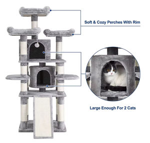 Großer Plüsch-Kratzbaum mit mehreren Ebenen, Katzenhöhle, Hängematte und Sisal-Kratzstämmen für drinnen - Product Image 4