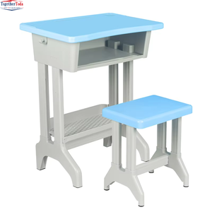 Ensemble chaise et bureau d'étudiant tout en plastique, durable et imperméable, avec rangement sous le bureau, pour l'école et les centres de formation - Product Image 5