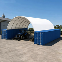 Abri pour conteneur en PVC robuste de qualité industrielle, 40'x 20' X13', à structure monopoutre, sans mur d'extrémité, pour conteneur maritime