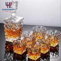 HUAHANGNA-botella de Whisky de cristal con logotipo personalizado, decantador de Whisky con 4 vasos de cristal, 750ml, disponible