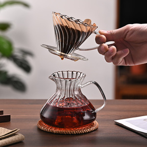 Ensemble de cafetières à versement en verre borosilicate de qualité supérieure, résistantes à la chaleur, à design côtelé, adaptées aux aliments, pour la maison ou le bureau - Product Image 3