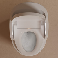WC intelligent allongé à poser au sol avec drainage en S, capteur électrique, siège chauffant automatique, double chasse et télécommande